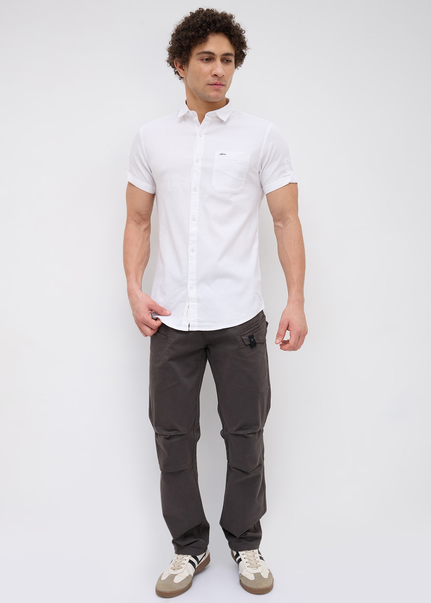 Advota Half Sleeve Solid Shirt: White