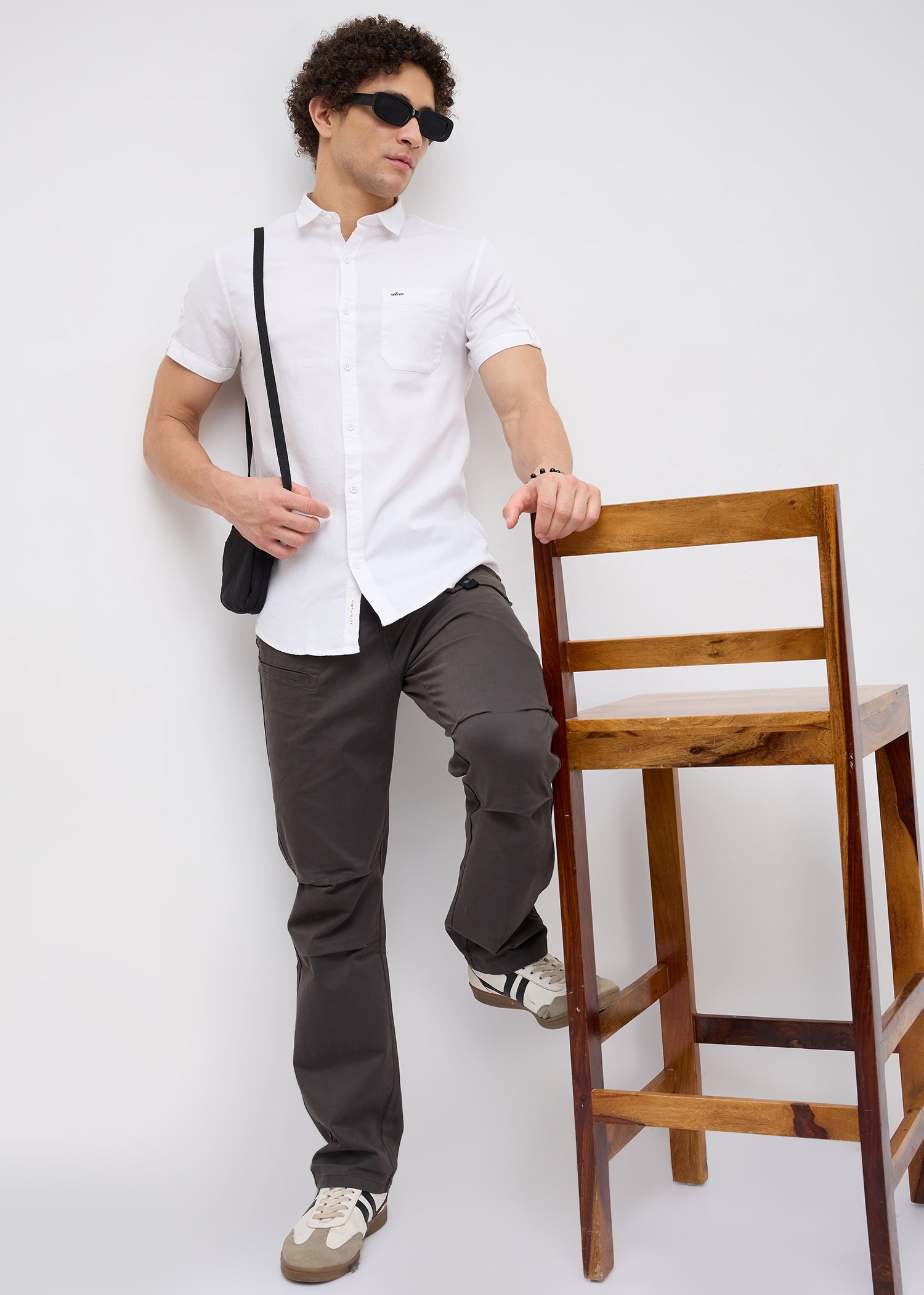 Advota Half Sleeve Solid Shirt: White