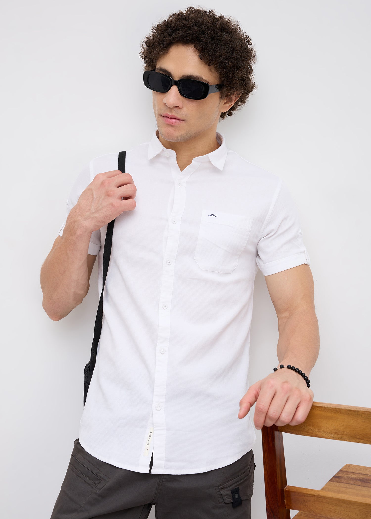 Advota Half Sleeve Solid Shirt: White
