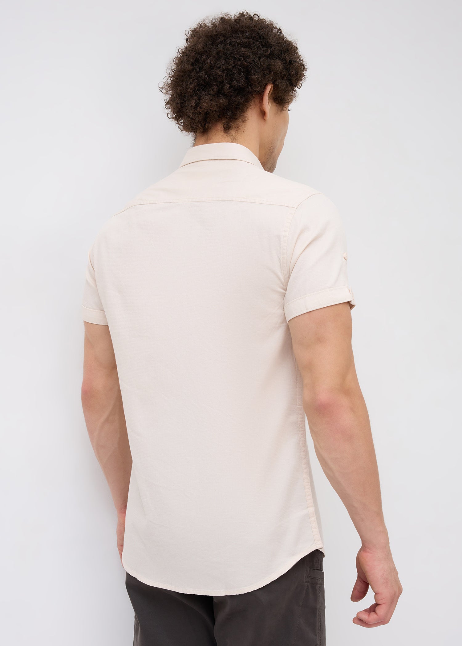 Advota Half Sleeve Solid Shirt: Cream
