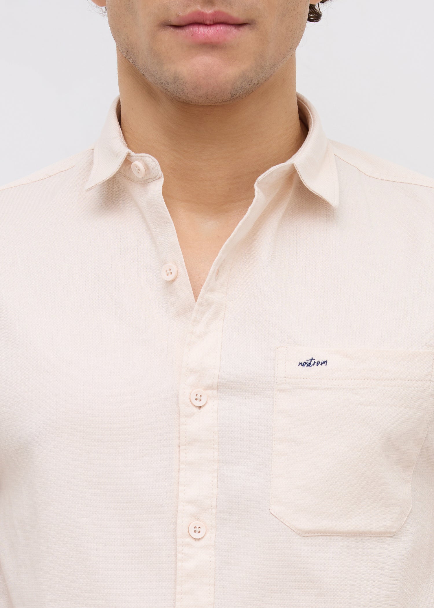 Advota Half Sleeve Solid Shirt: Cream