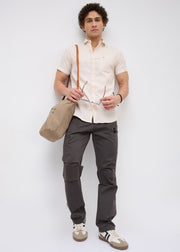 Advota Half Sleeve Solid Shirt: Cream