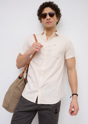 Advota Half Sleeve Solid Shirt: Cream