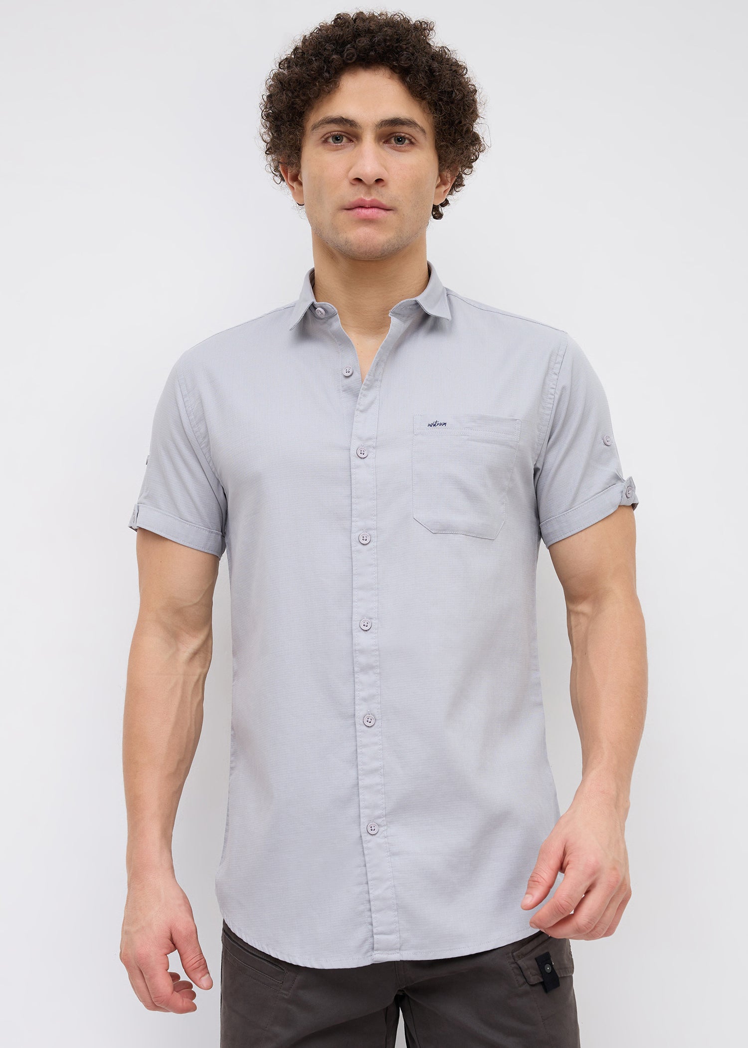 Advota Half Sleeve Solid Shirt: Grey