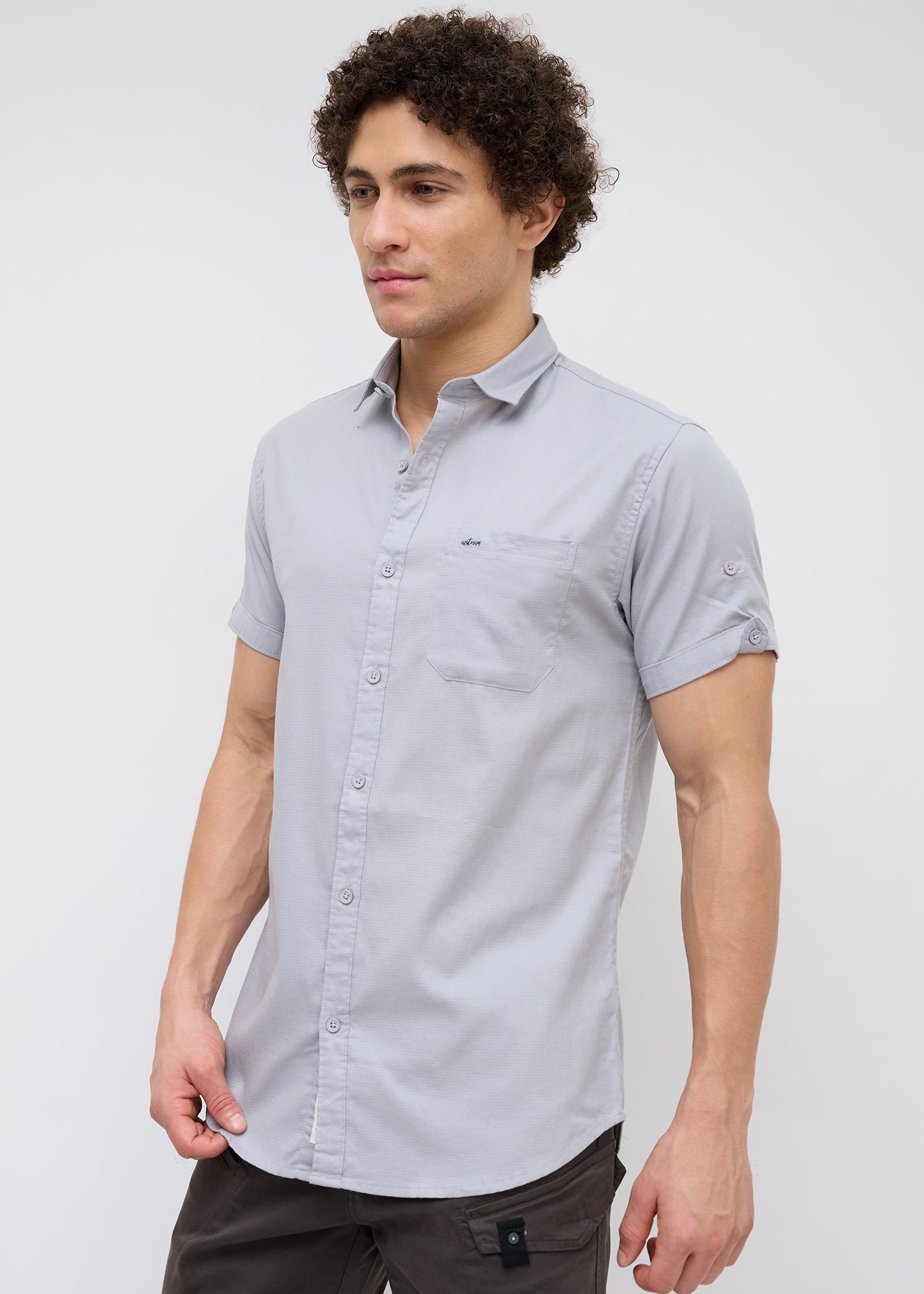 Advota Half Sleeve Solid Shirt: Grey
