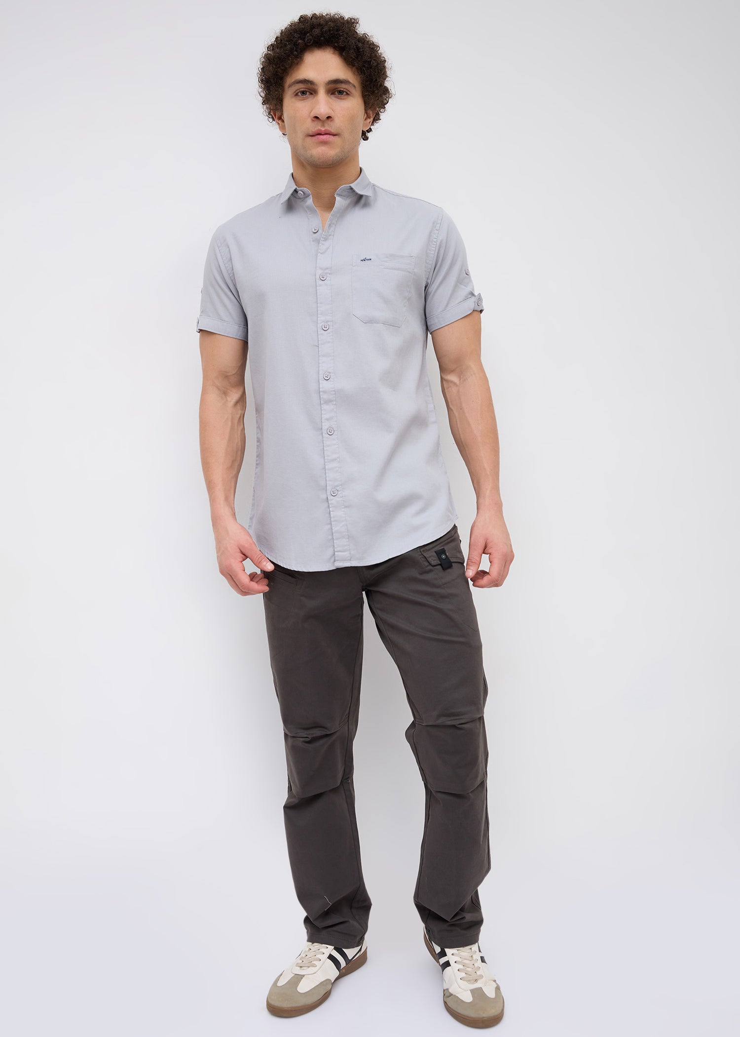 Advota Half Sleeve Solid Shirt: Grey
