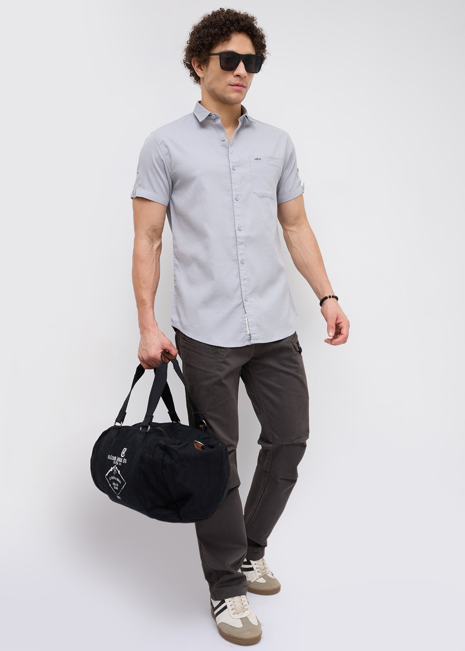 Advota Half Sleeve Solid Shirt: Grey