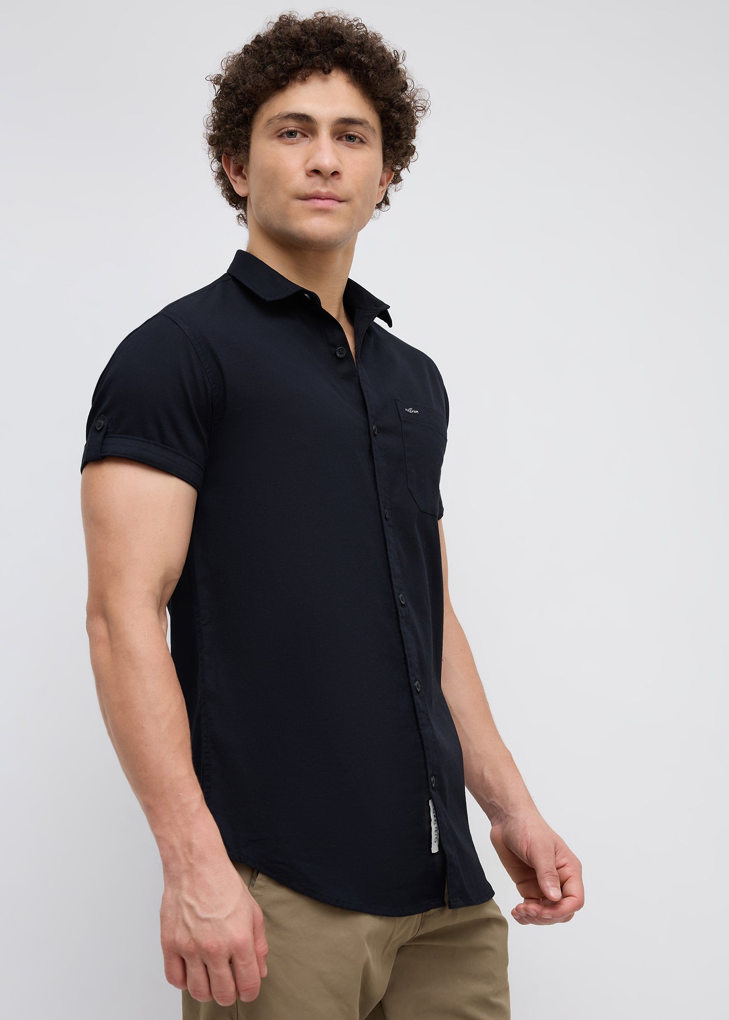 Advota Half Sleeve Solid Shirt: Black