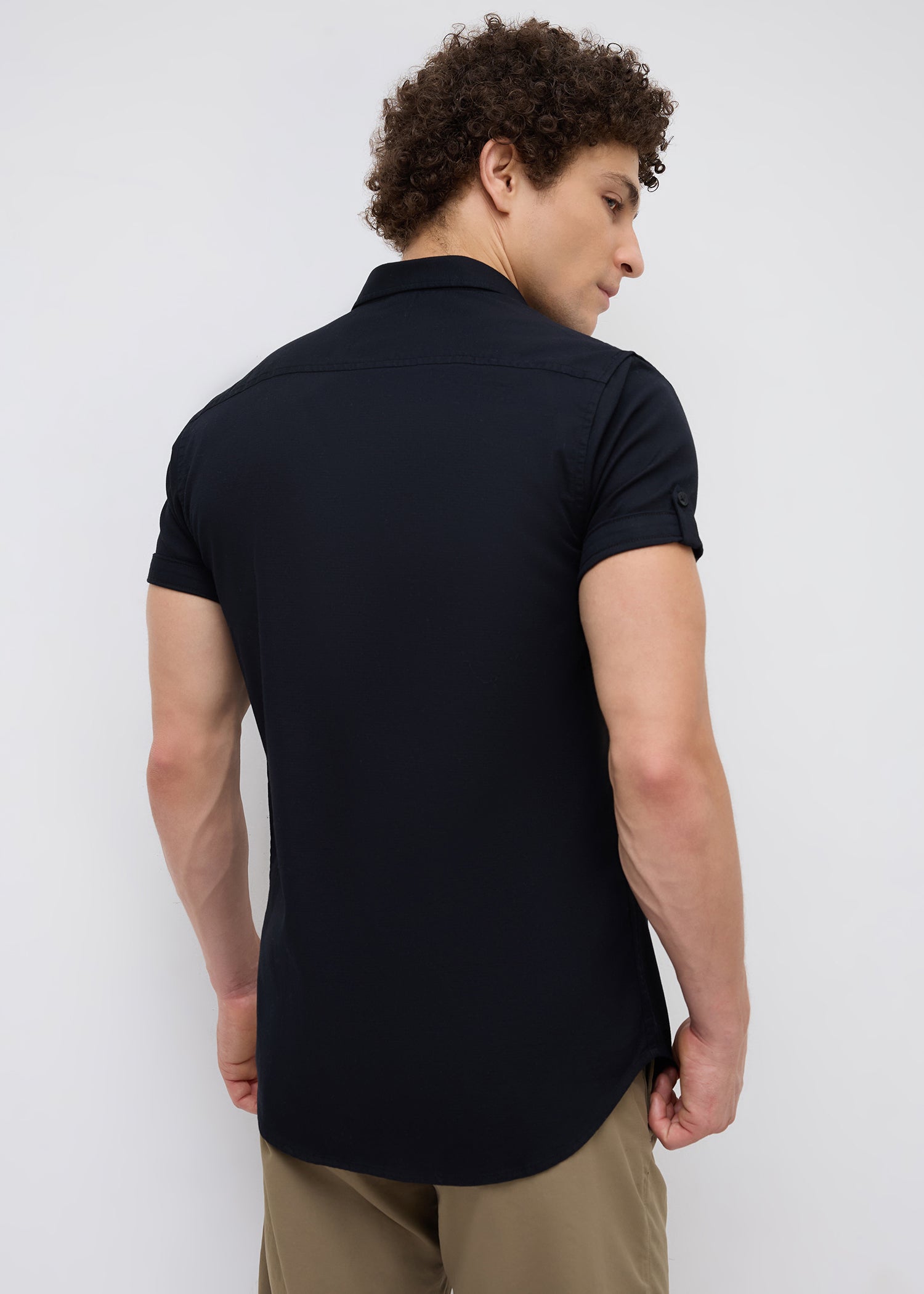 Advota Half Sleeve Solid Shirt: Black