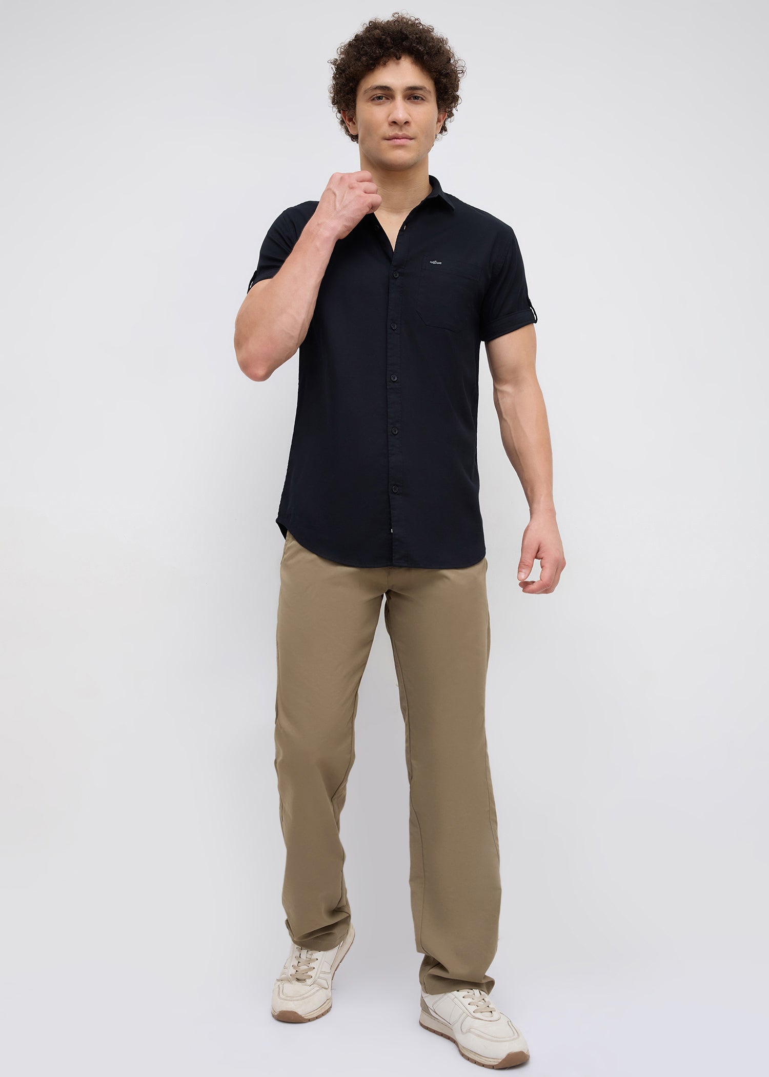 Advota Half Sleeve Solid Shirt: Black