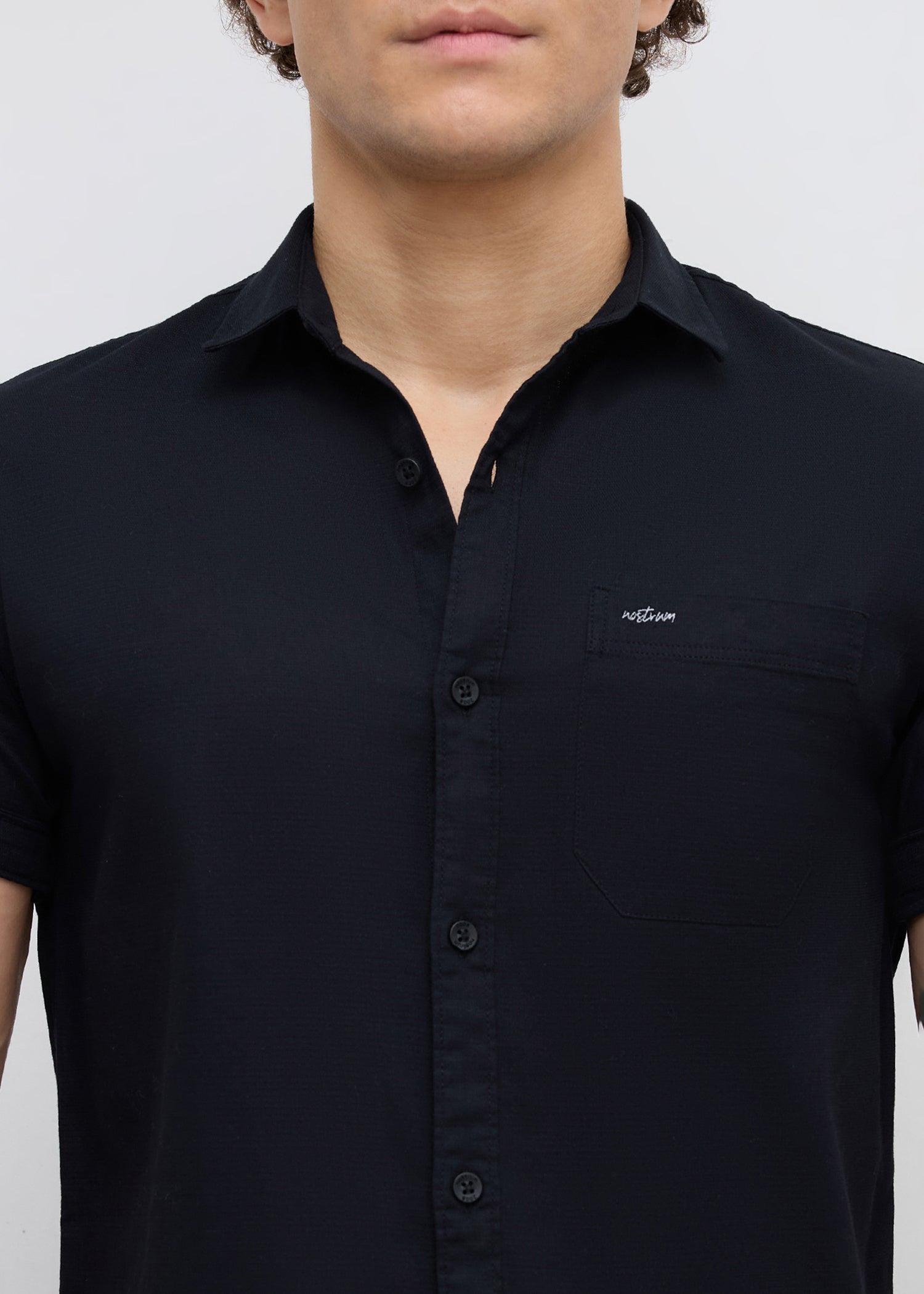 Advota Half Sleeve Solid Shirt: Black