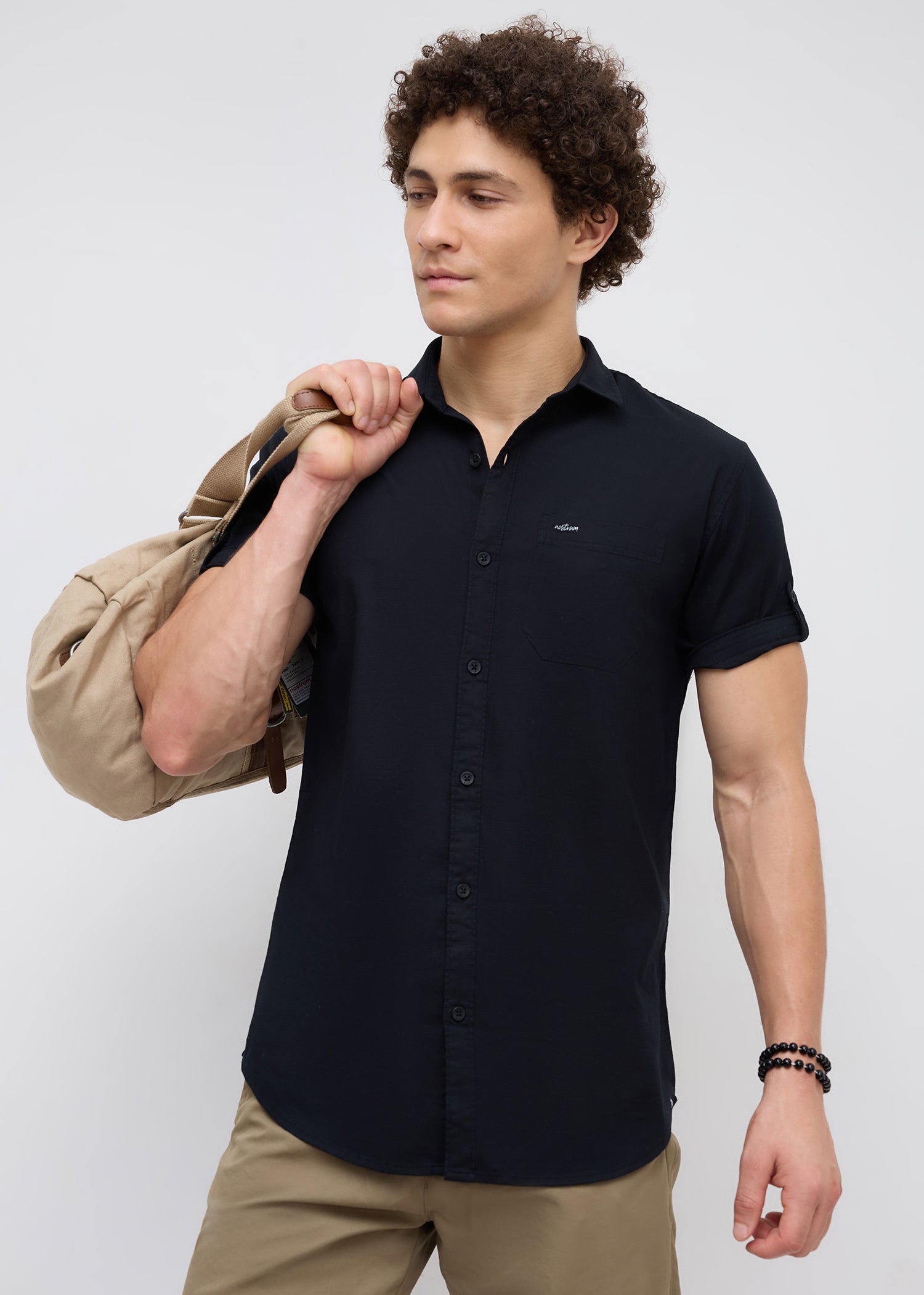 Advota Half Sleeve Solid Shirt: Black