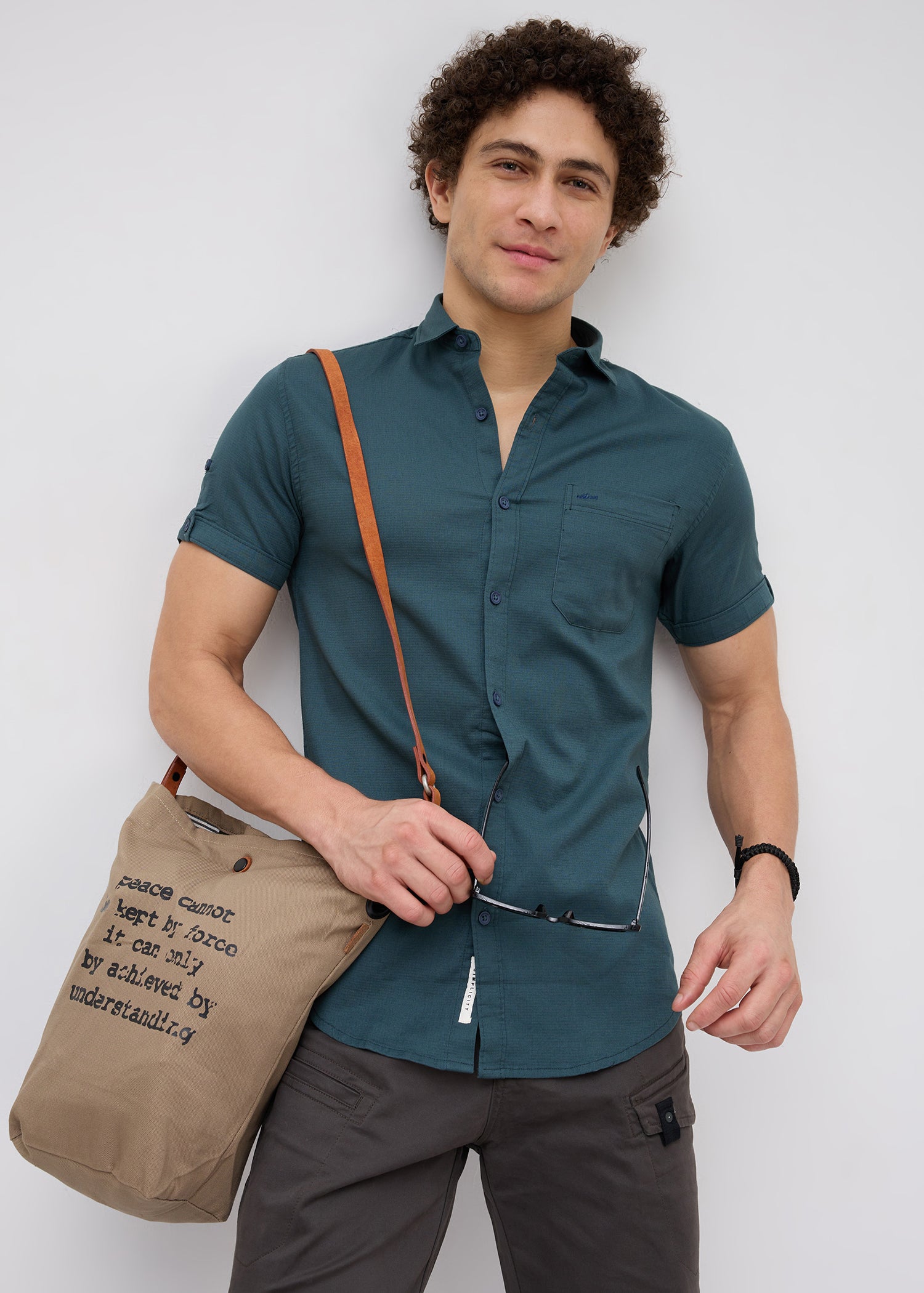 Advota Half Sleeve Solid Shirt: Royal Blue