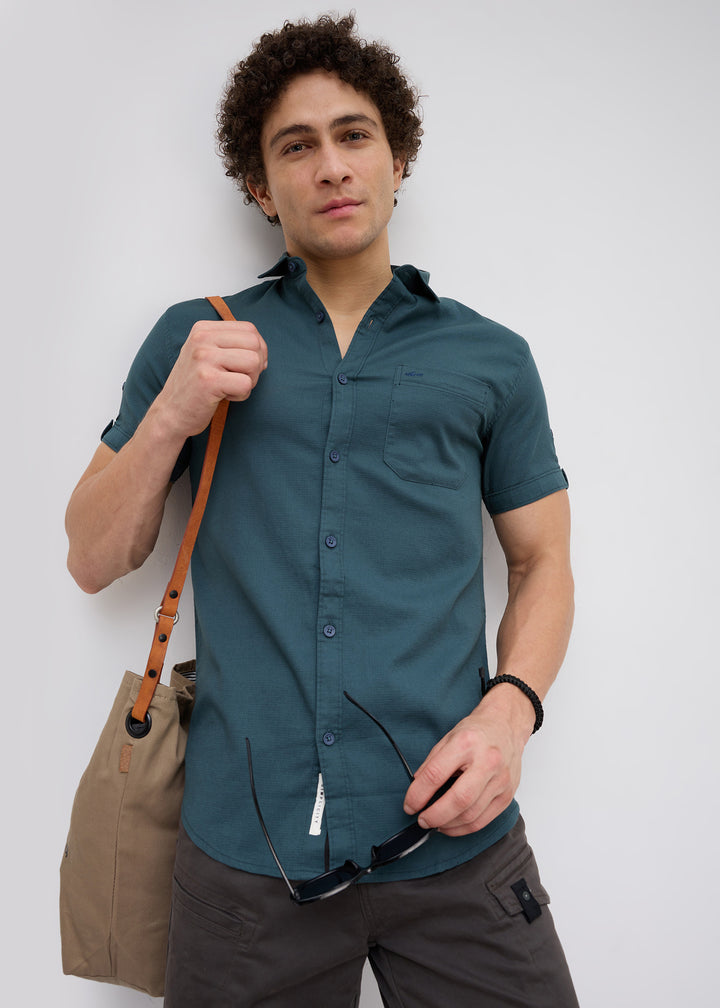 Advota Half Sleeve Solid Shirt: Royal Blue