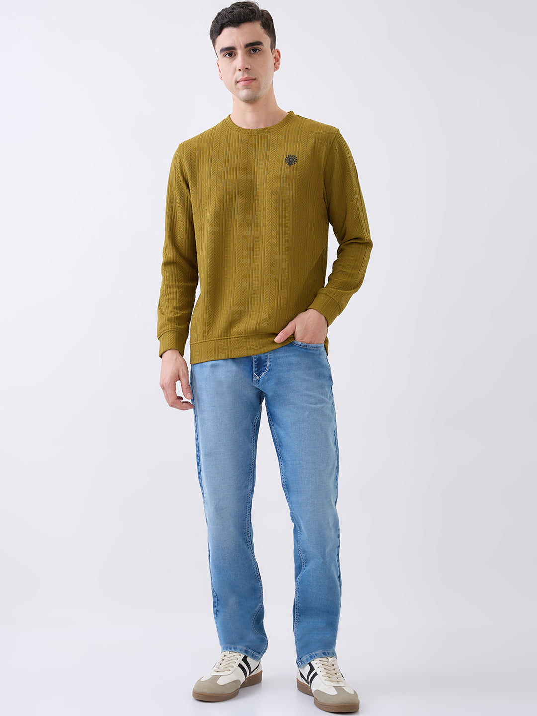 Logic Crew Neck Pullover: Mehndi