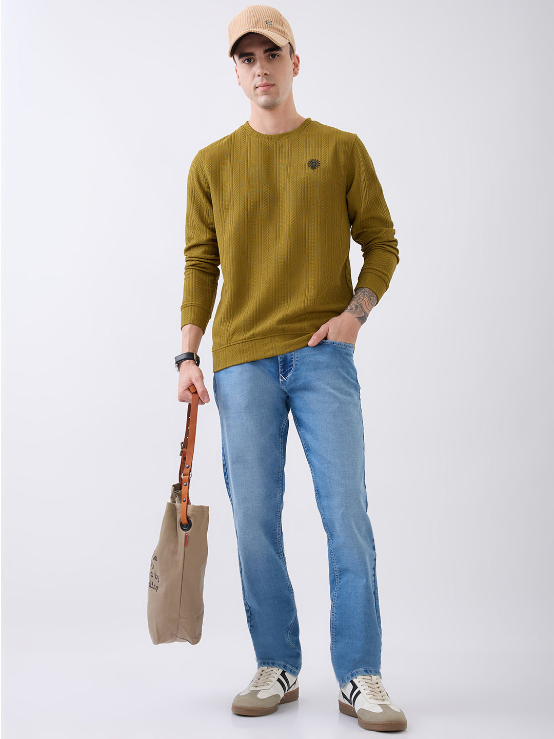 Logic Crew Neck Pullover: Mehndi