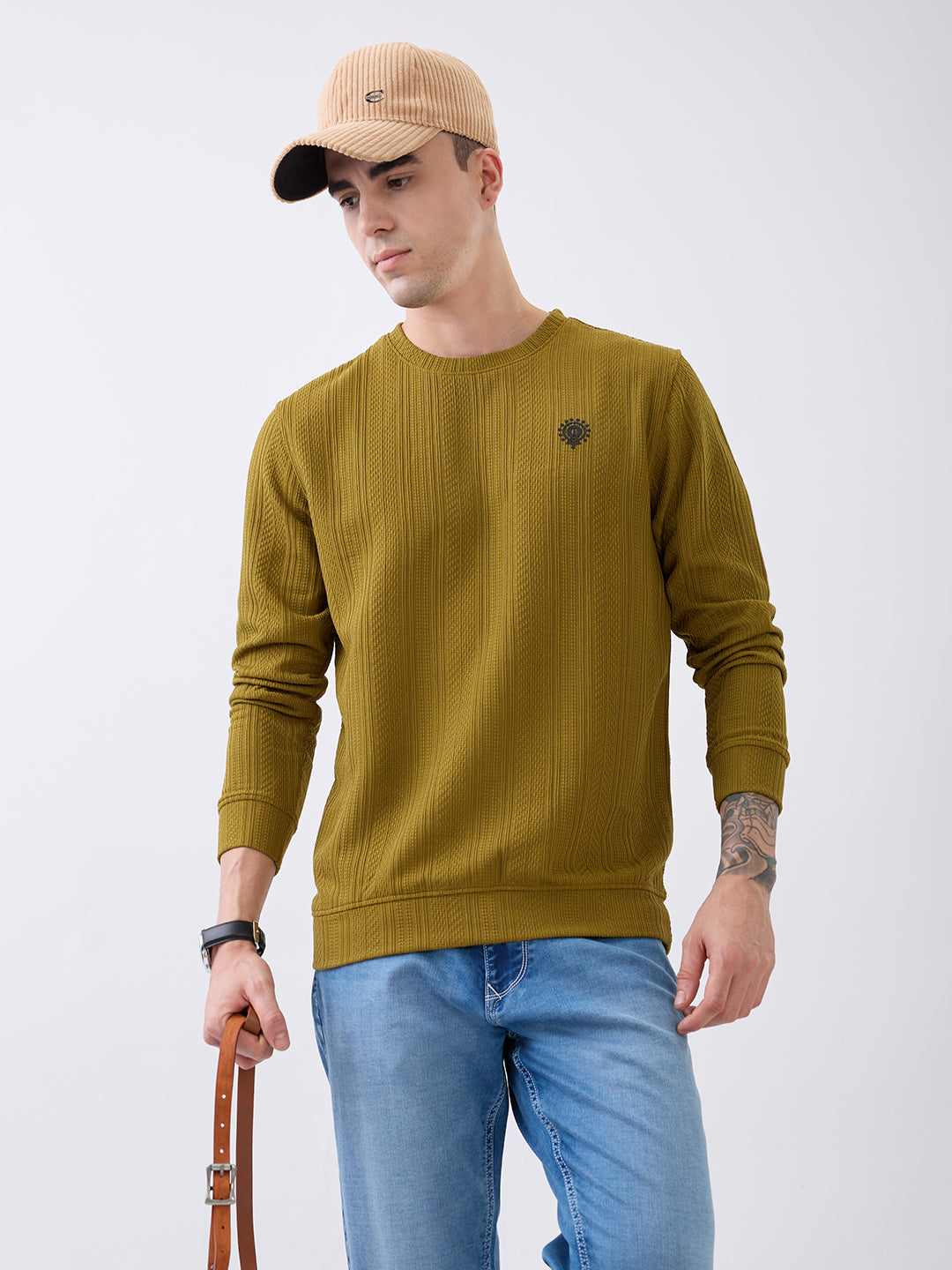 Logic Crew Neck Pullover: Mehndi