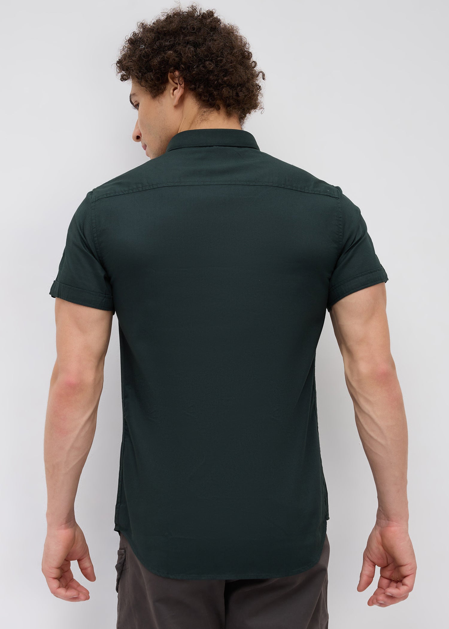 Advota Half Sleeve Solid Shirt: D.Green