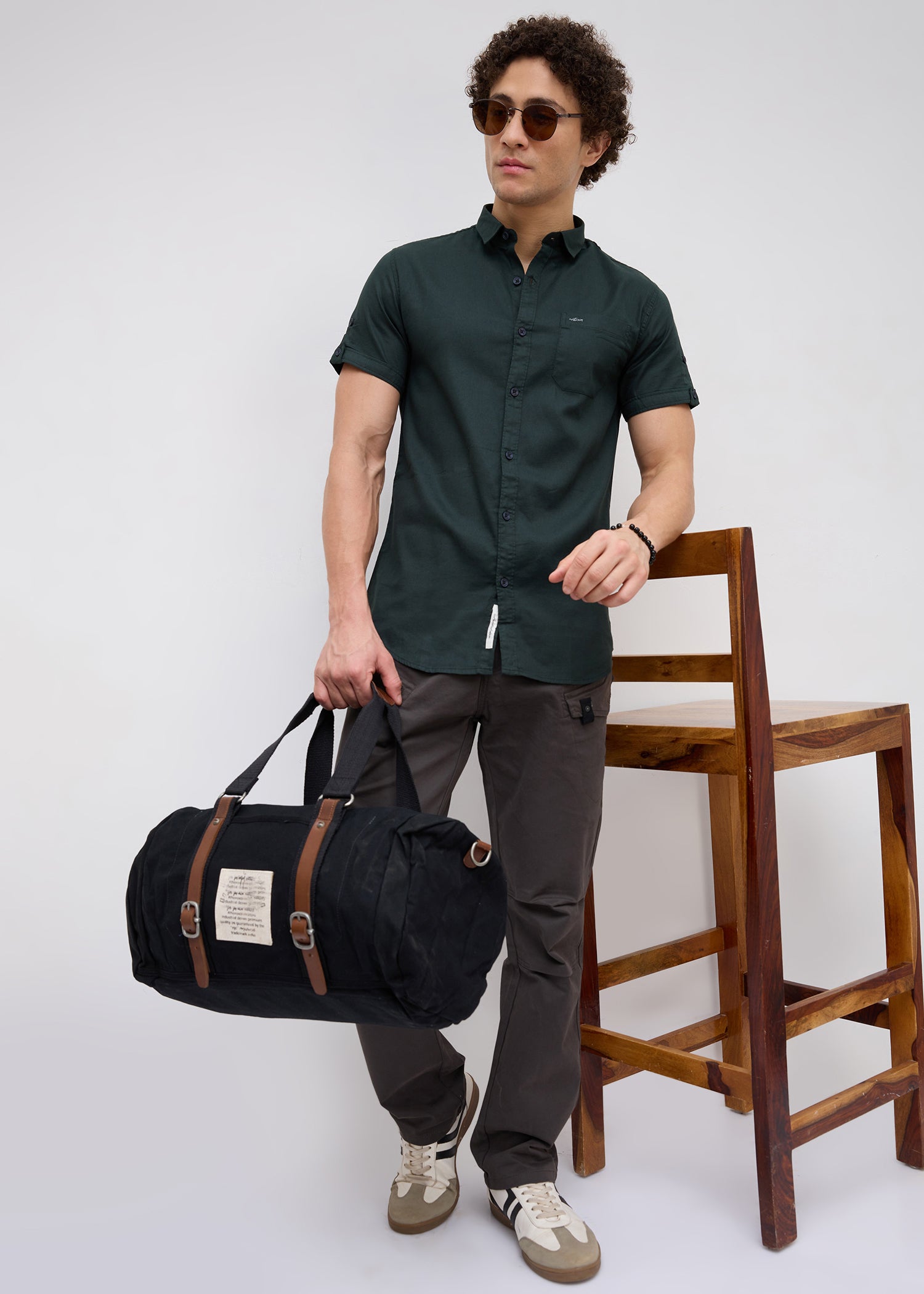 Advota Half Sleeve Solid Shirt: D.Green