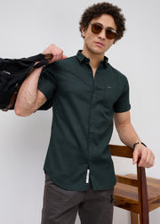 Advota Half Sleeve Solid Shirt: D.Green