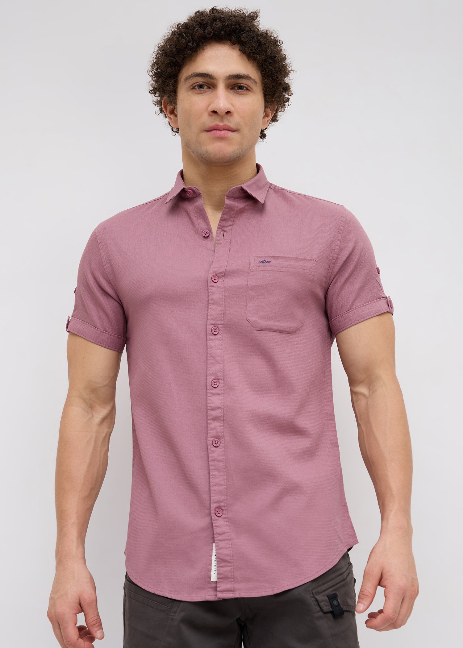 Advota Half Sleeve Solid Shirt: Dark Peach
