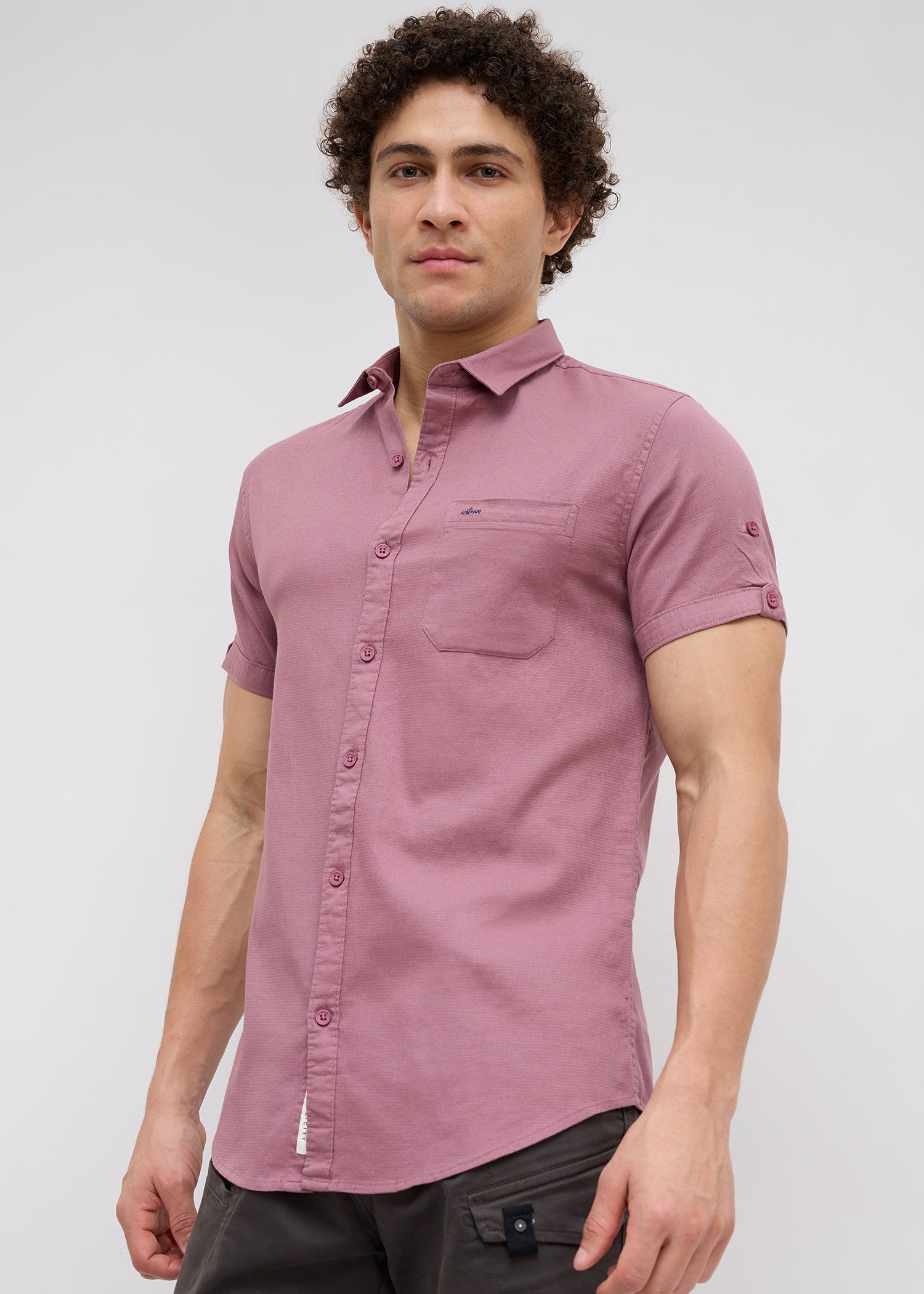 Advota Half Sleeve Solid Shirt: Dark Peach