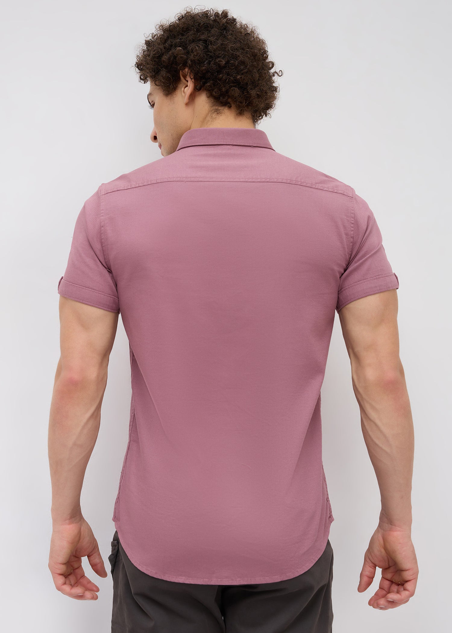 Advota Half Sleeve Solid Shirt: Dark Peach