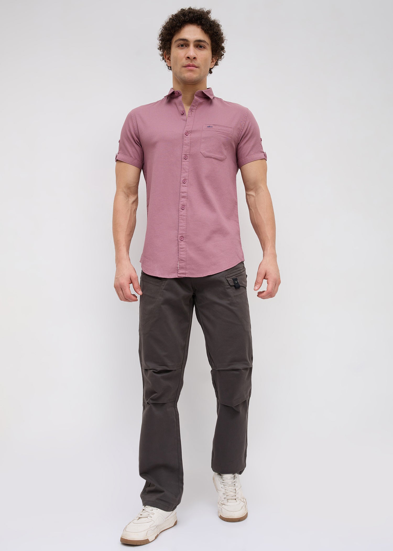 Advota Half Sleeve Solid Shirt: Dark Peach