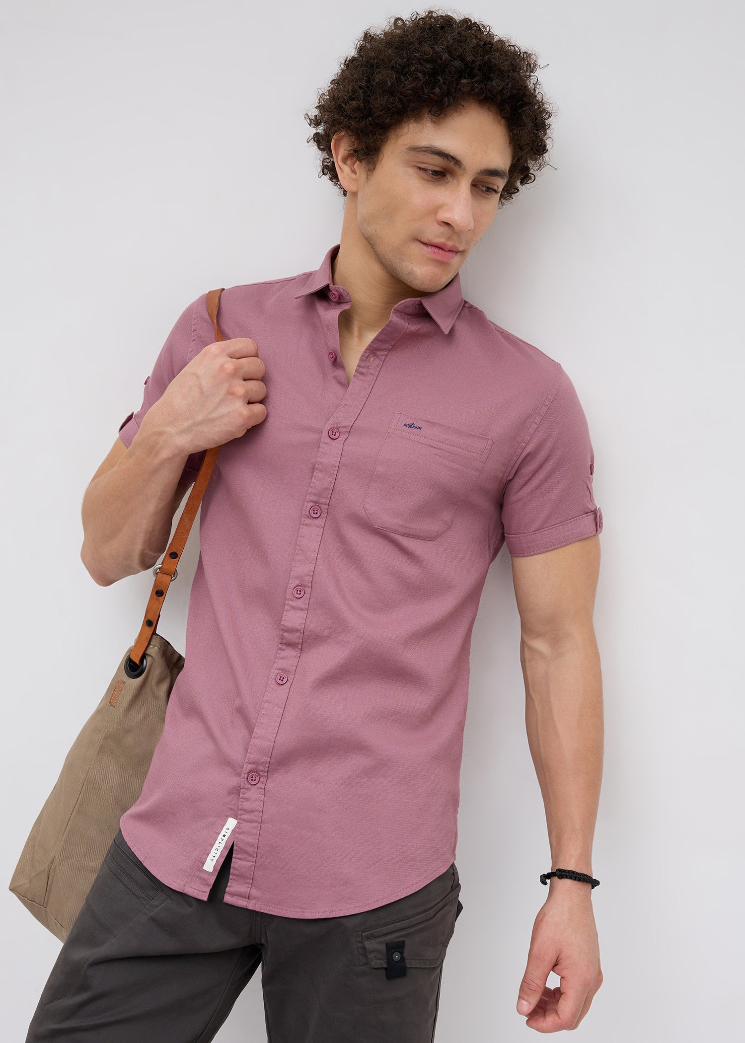 Advota Half Sleeve Solid Shirt: Dark Peach