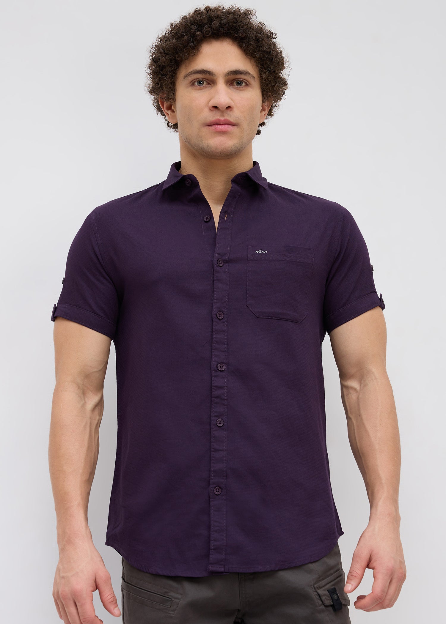 Advota Half Sleeve Solid Shirt: Wine