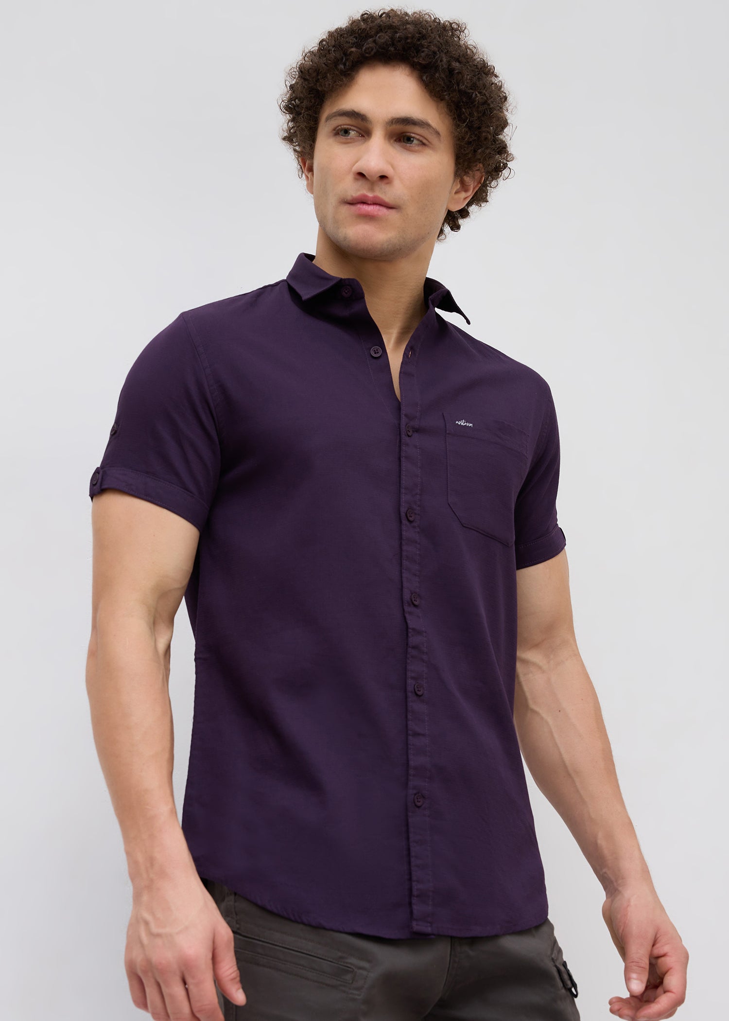 Advota Half Sleeve Solid Shirt: Wine
