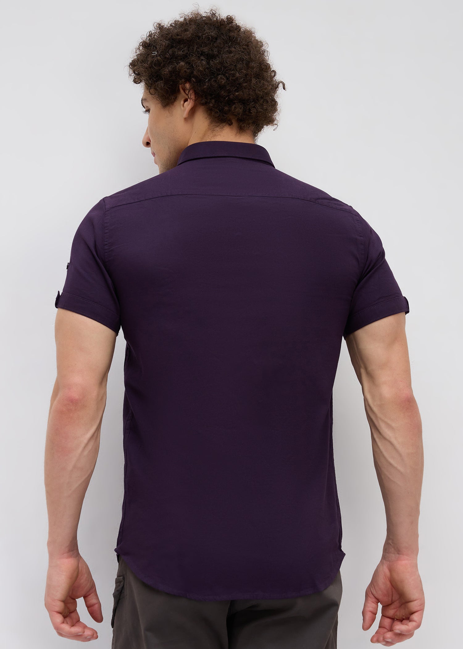Advota Half Sleeve Solid Shirt: Wine