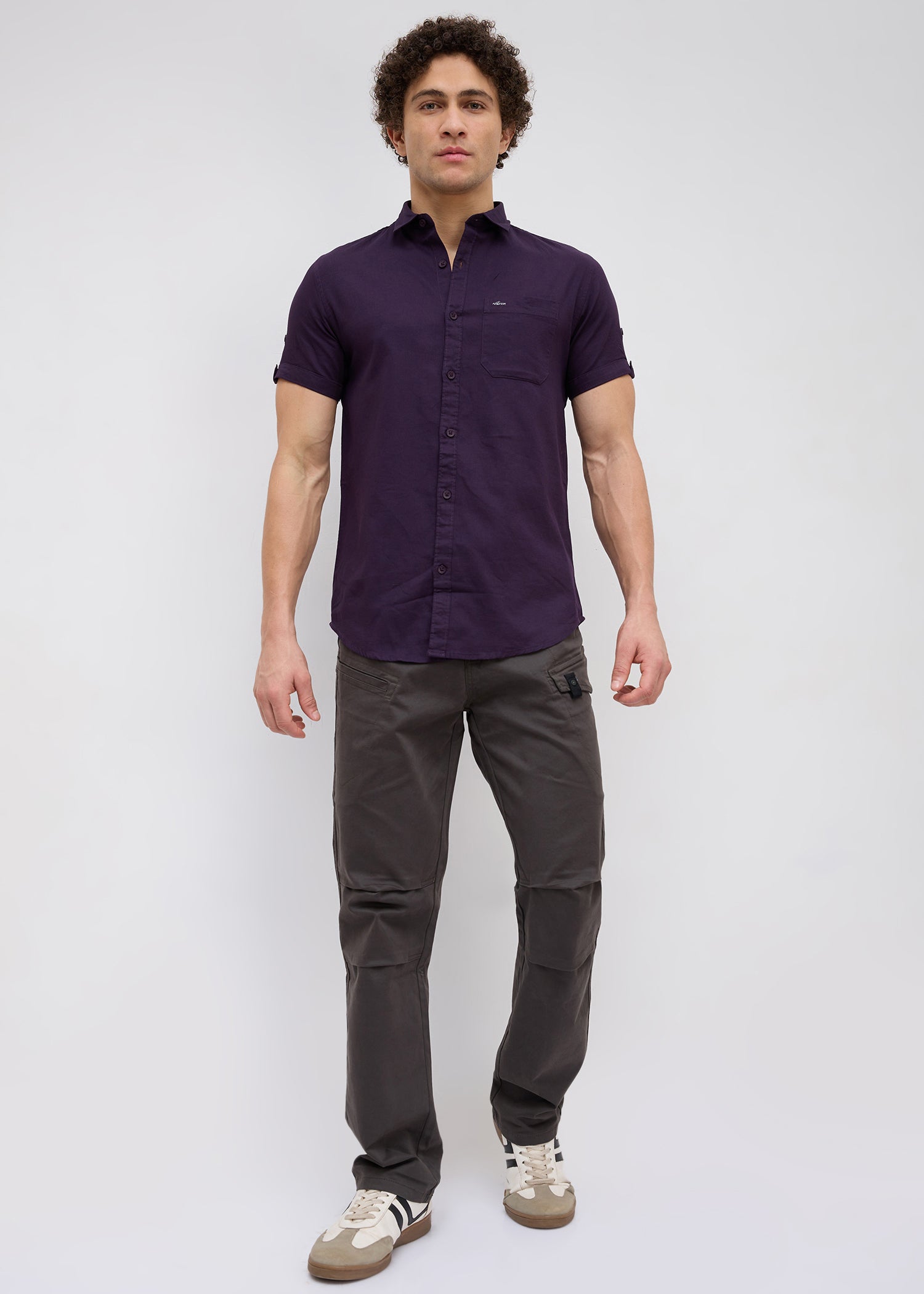 Advota Half Sleeve Solid Shirt: Wine