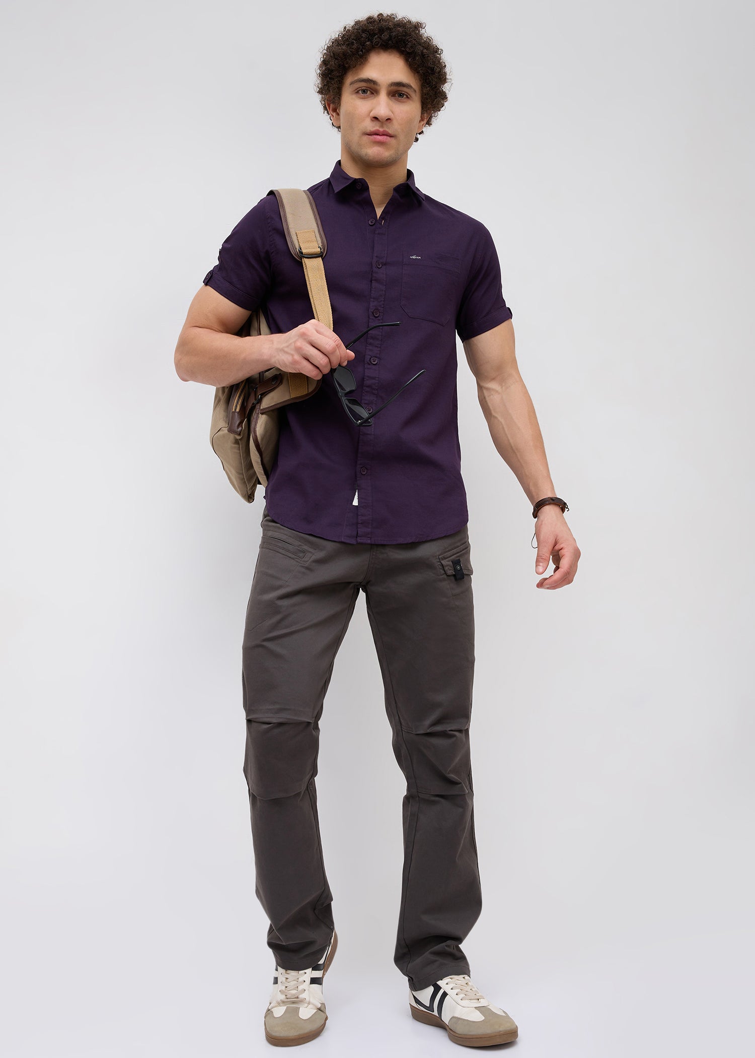Advota Half Sleeve Solid Shirt: Wine