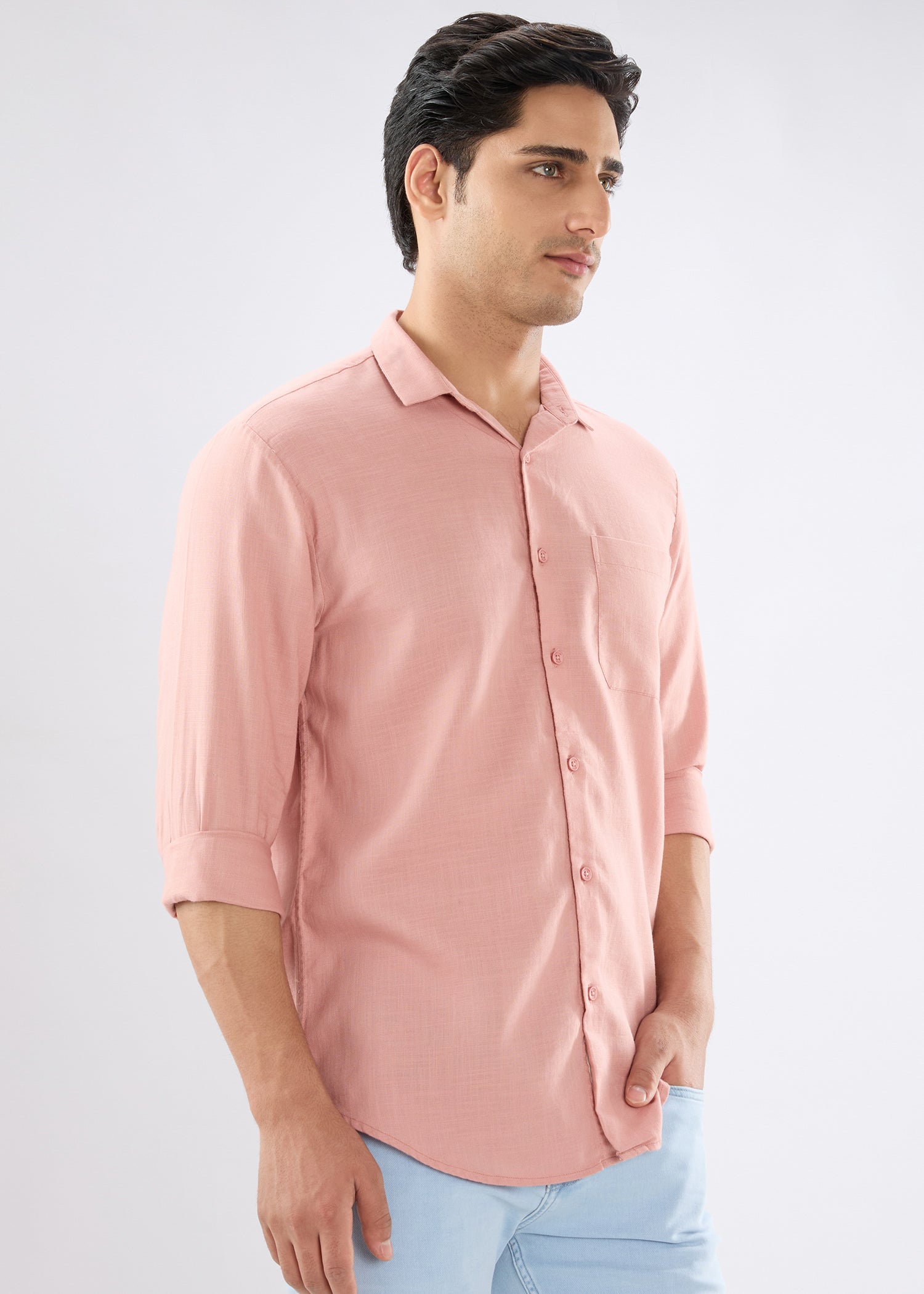 Keen Solid Full Sleeve Shirt: Peach