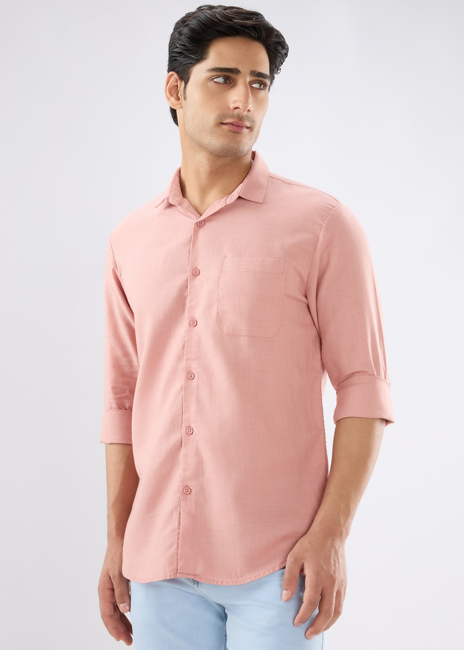 Keen Solid Full Sleeve Shirt: Peach