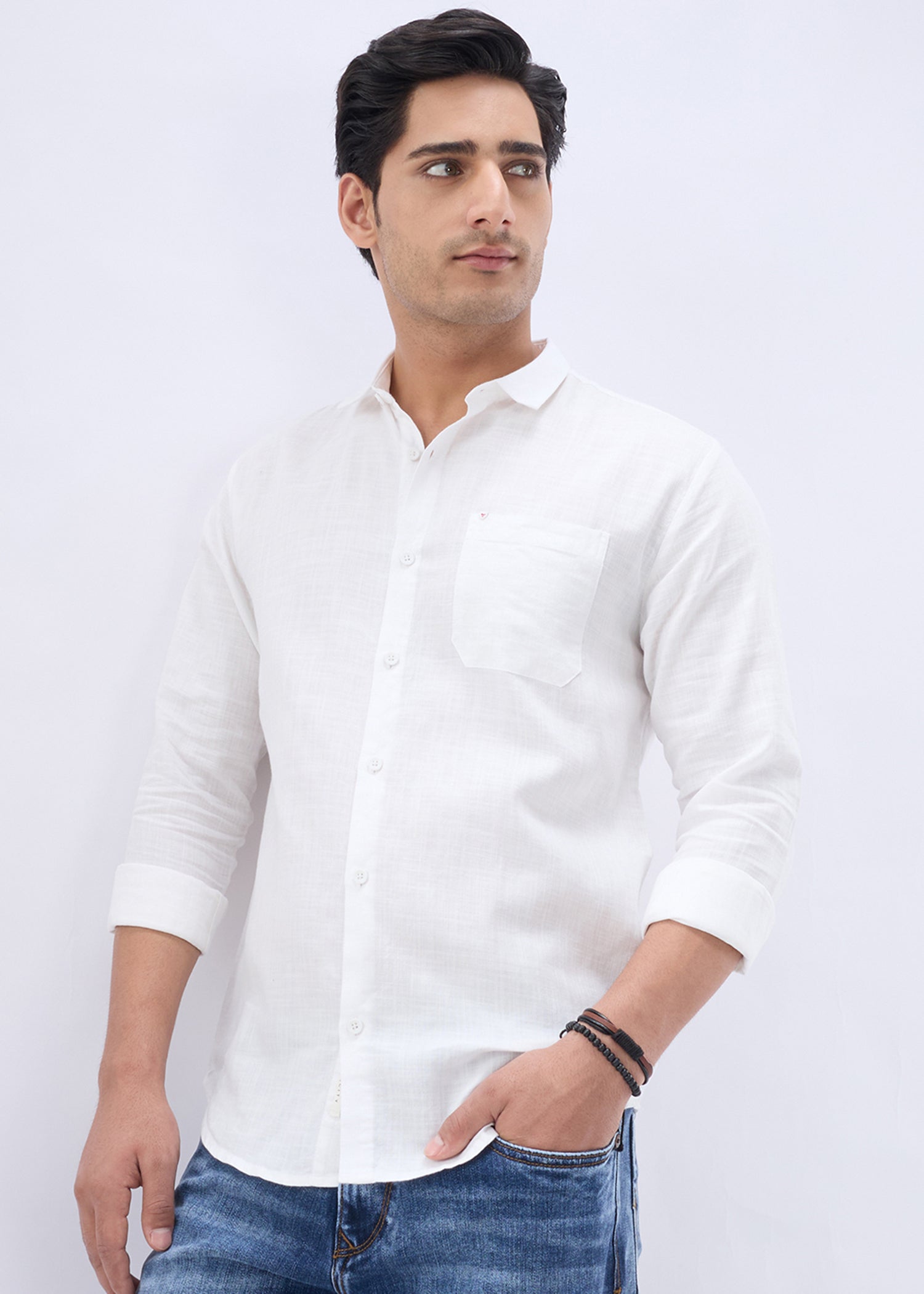 Keen Solid Full Sleeve Shirt: White