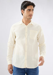 Nostrum Keen Solid Full Sleeve Cream Shirt for men