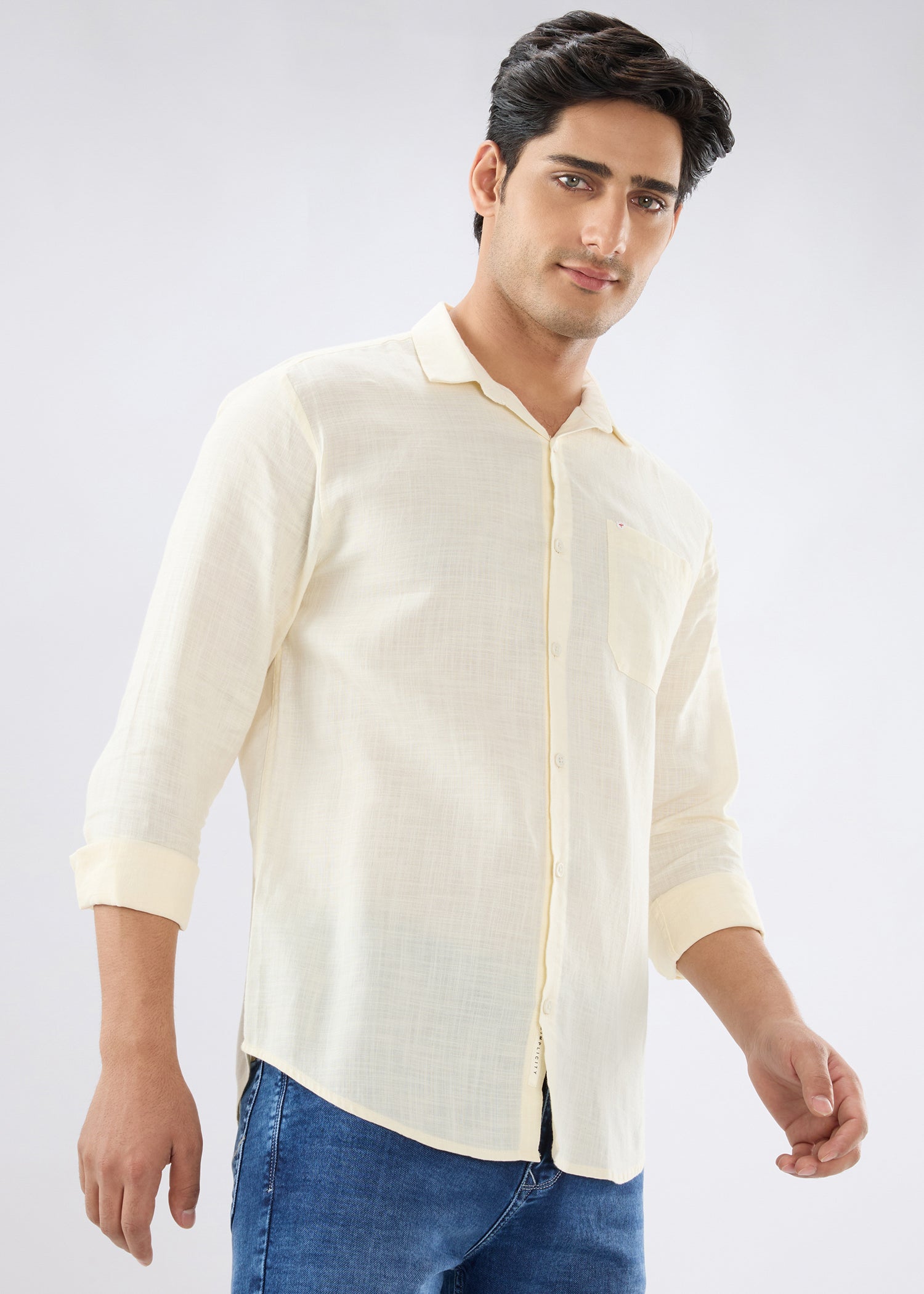 Keen Solid Full Sleeve Shirt: Cream