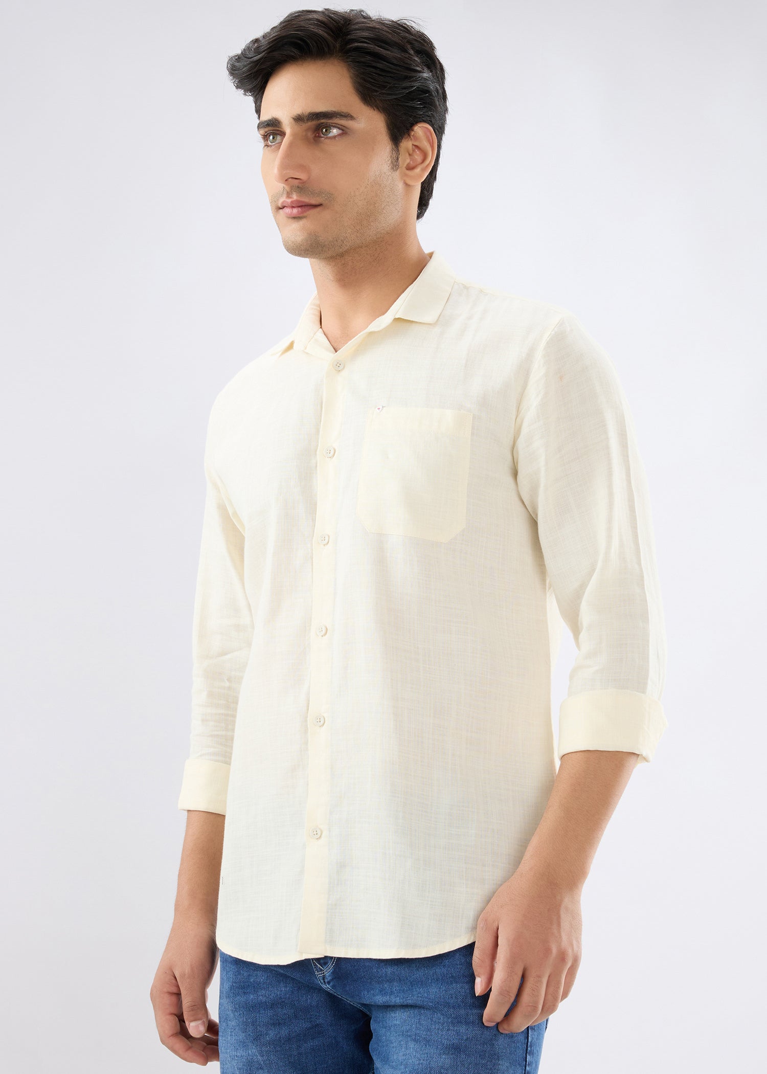 Keen Solid Full Sleeve Shirt: Cream