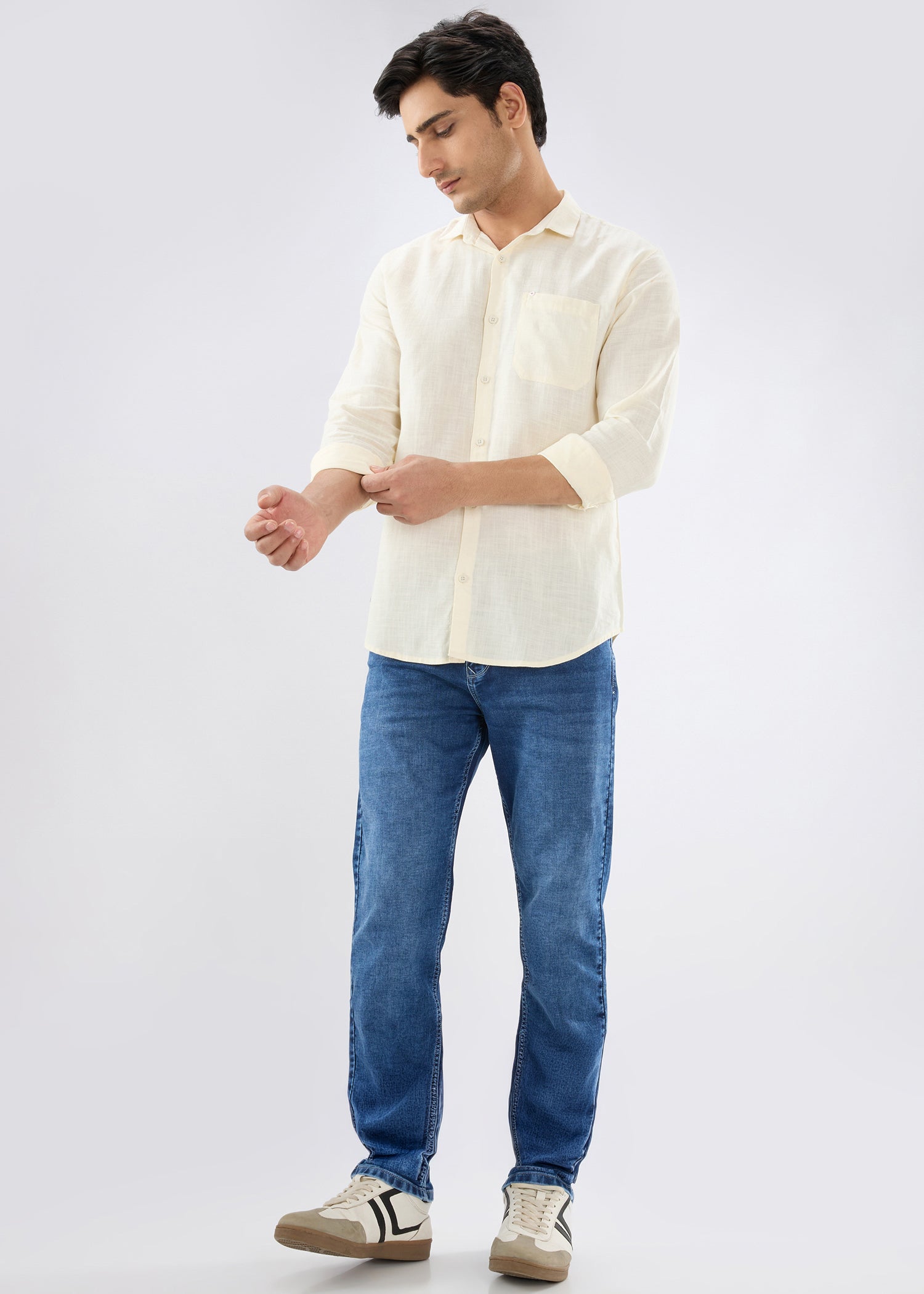 Keen Solid Full Sleeve Shirt: Cream