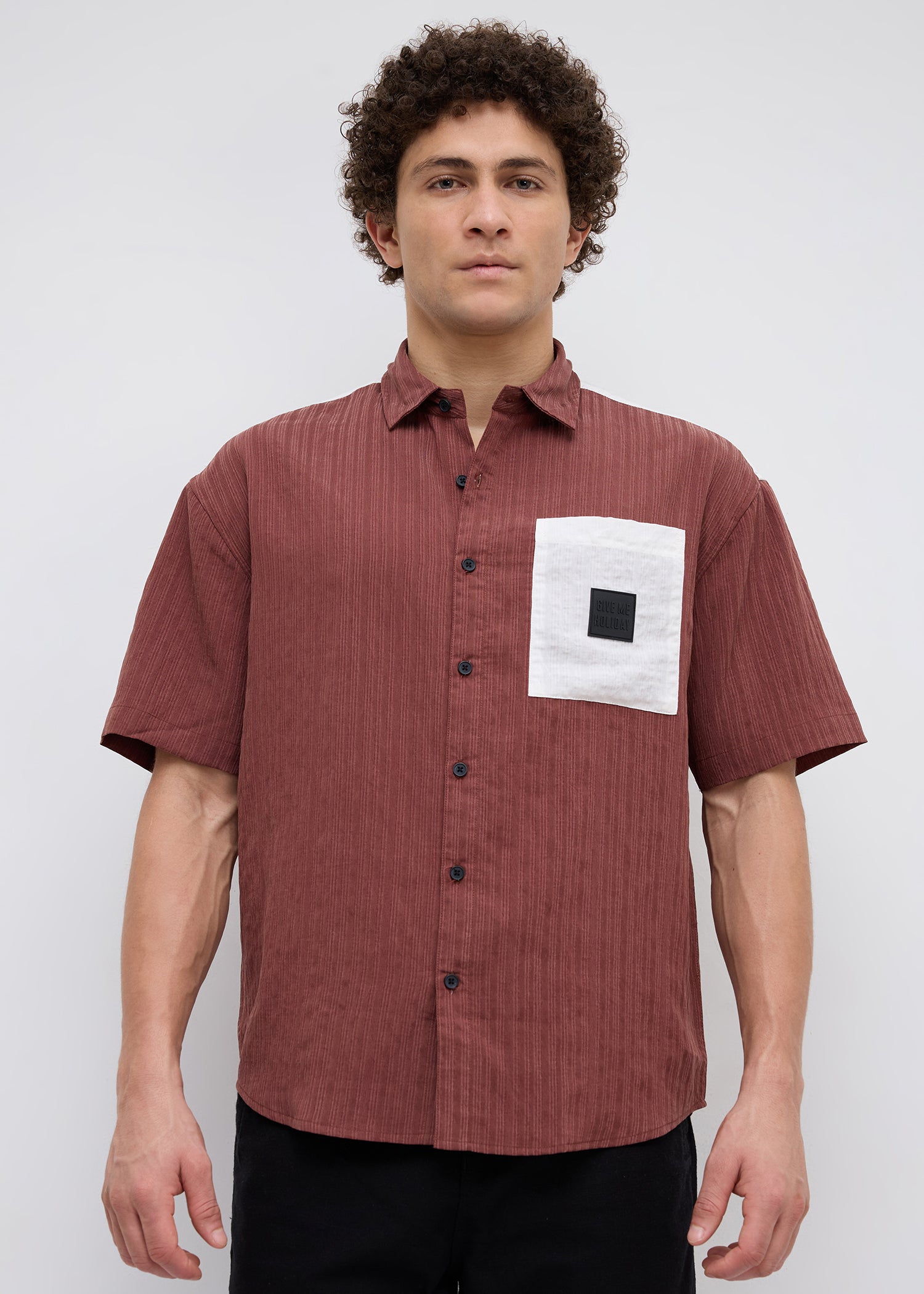 Weyburn Colourblocked Oversized Shirt: Rust