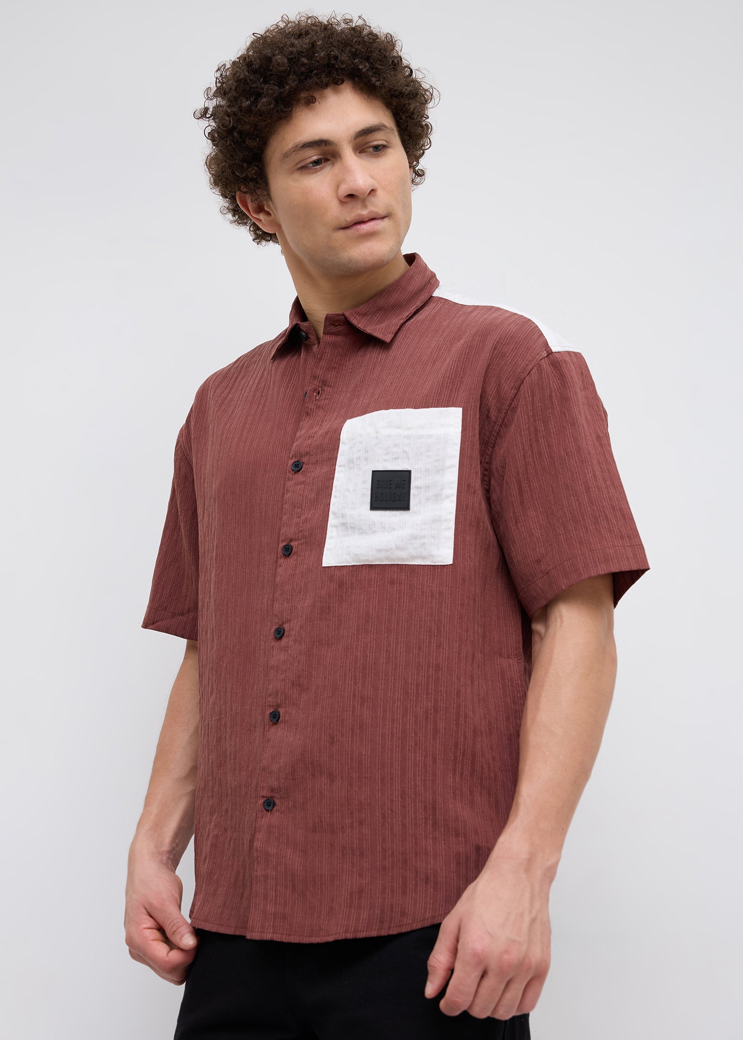 Weyburn Colourblocked Oversized Shirt: Rust