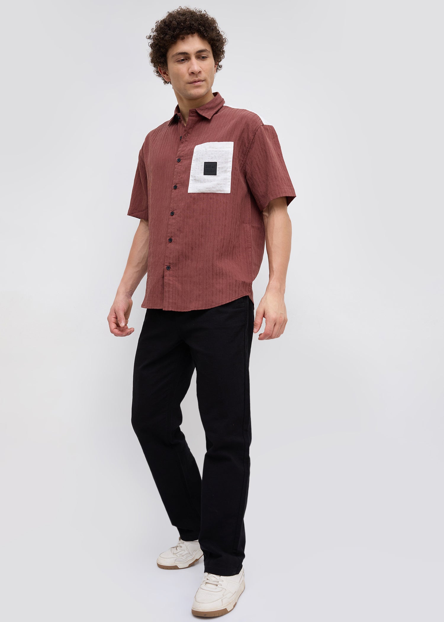 Weyburn Colourblocked Oversized Shirt: Rust