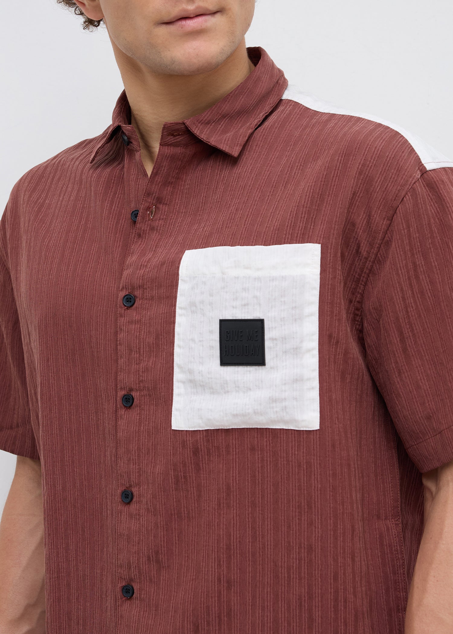 Weyburn Colourblocked Oversized Shirt: Rust