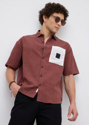 Weyburn Colourblocked Oversized Shirt: Rust