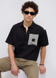 Weyburn Colourblocked Oversized Shirt: Black