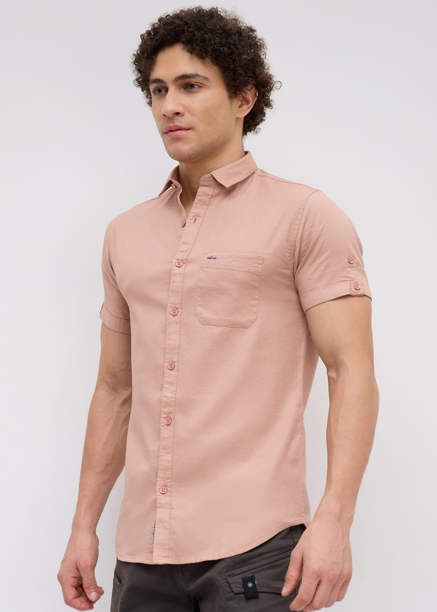 Advota Half Sleeve Solid Shirt: Brick Red