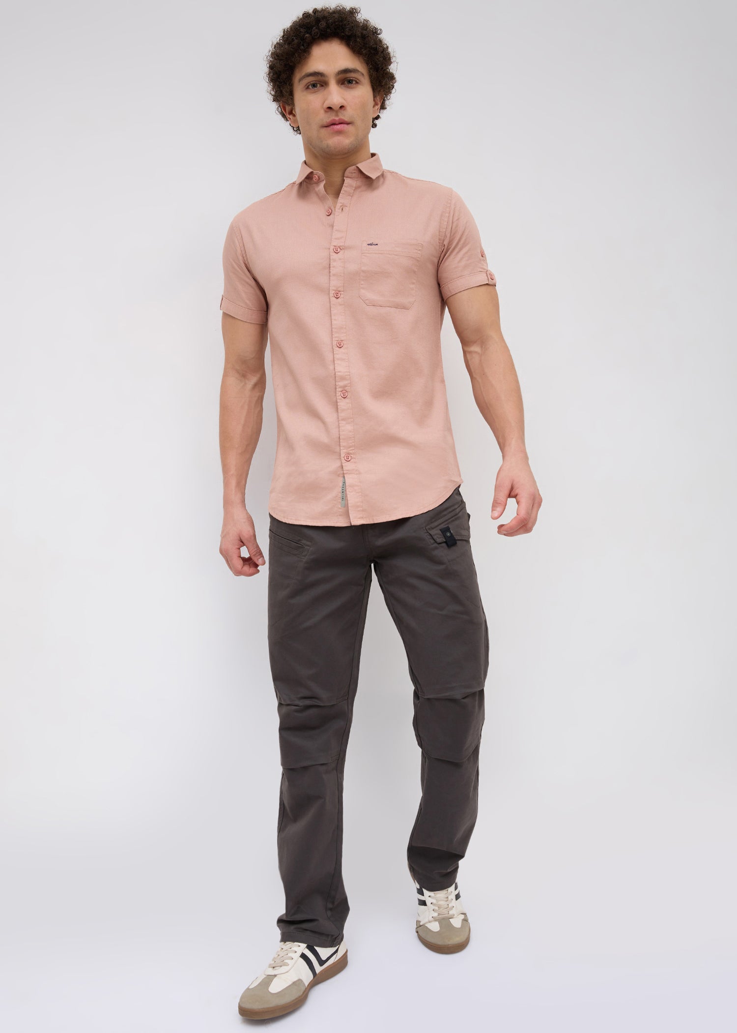 Advota Half Sleeve Solid Shirt: Brick Red