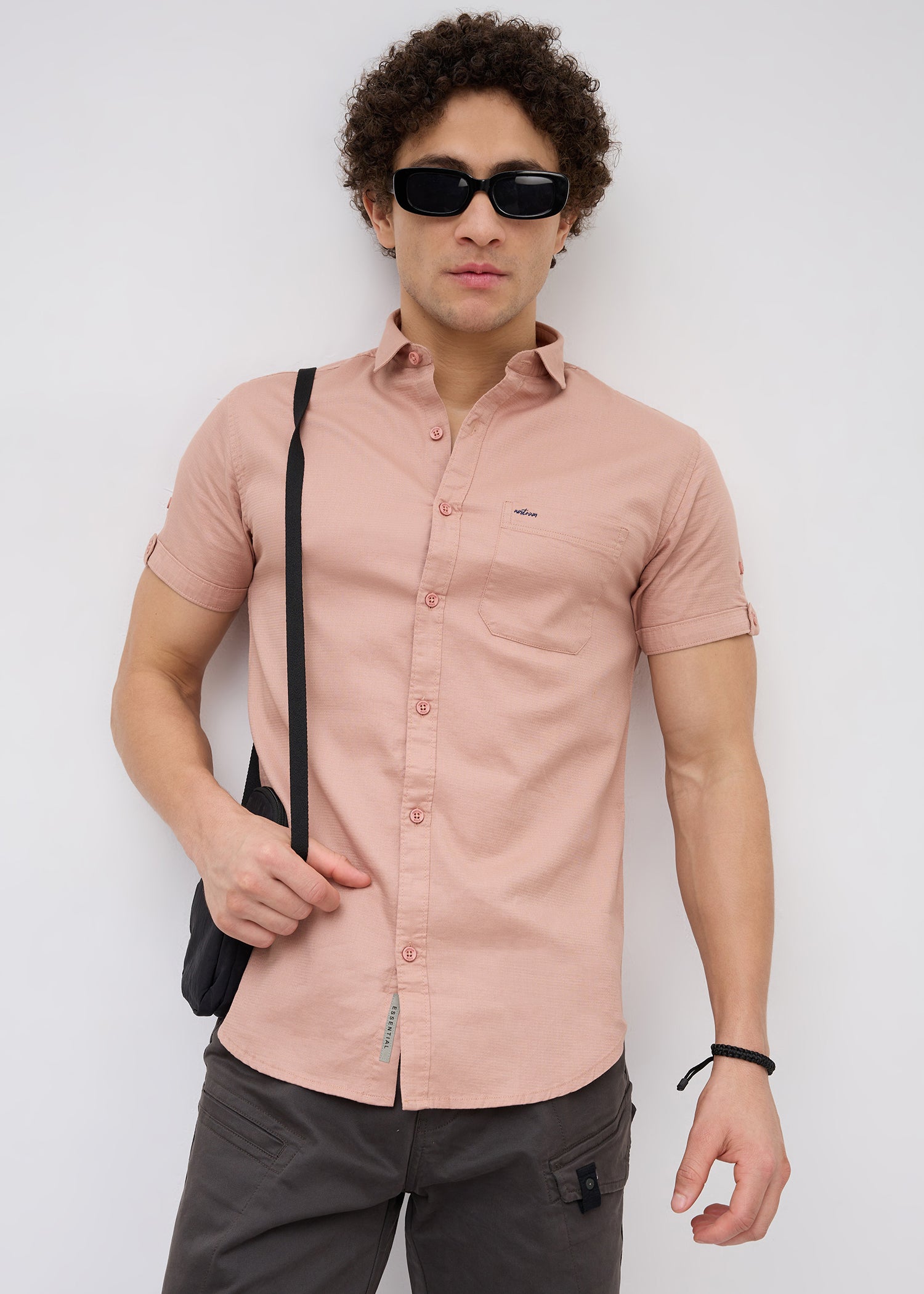 Advota Half Sleeve Solid Shirt: Brick Red